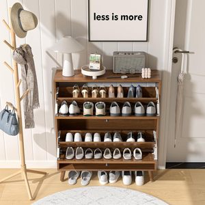 Organizador de zapatos funcional diseñado para vestíbulo y pasillo de entrada con cajones abatibles y paneles decorativos - Product Image 3