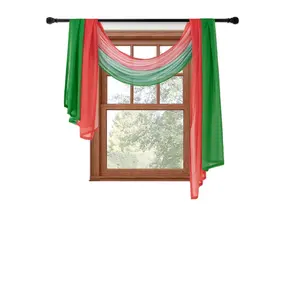 Weihnachten Ombre Gradient Window Voile Schal Volant für Zeremonie Hintergrund Hochzeit Bogen Vorhang Volants Outdoor Vorhänge