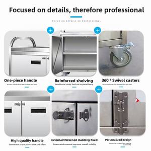 रेस्तरां और होटलों में वाणिज्यिक रसोई के लिए दरवाजे के साथ स्टेनलेस स्टील सेवा कार्ट, बहु-कार्यात्मक ट्रॉली - Product Image 5