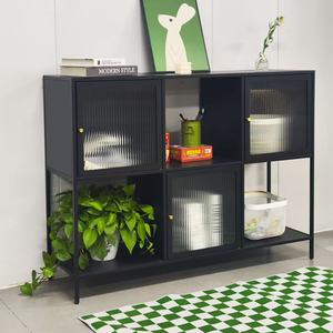 Moderno Mueble de Exhibición para <span class=keywords><strong>Vino</strong></span> y Whisky, Color Negro, con Detalles Metálicos, para Almacenamiento en el Hogar, Cocina, Sala de Estar o Comedor - Product Image 1