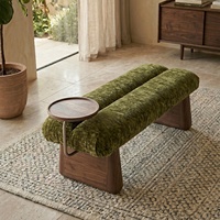 Banc de fin de canapé/lit en tissu, style nordique minimaliste moderne, en bois, pour la maison, sans assemblage, idéal pour hôtel, restaurant, villa
