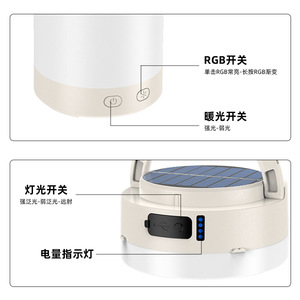 Lámpara Solar para Camping CH-23061-B, Lámpara LED de Mesa con Carga Solar para Exteriores y Tiendas de Campaña - Product Image 3