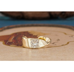 แหวนนิ้วหัวแม่มือรูปทรงโค้งเจ้าหญิงสุดหรู แหวนเพชร เครื่องประดับทำมือ เพชรระยิบระยับ ดีไซน์เหนือกาลเวลา - Product Image 1