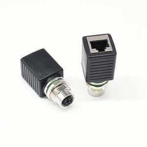 M12 X Code 8 Pin to RJ45 <b>Ethernet</b> <b>Adapter</b> IP67 Waterproof Industrial Circular Network Connector - Product Image 1