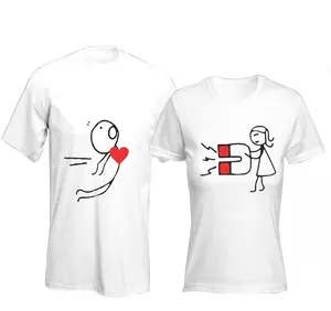 OEMボーイフレンドガールフレンドカップルTシャツカスタム愛好家バレンタインコットンTシャツトップススクリーン印刷Tシャツサプライヤー