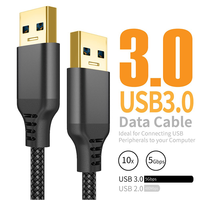 Cable USB a USB 3.0 de 5 Gbps, Cable Macho a Macho de Nailon Resistente, Compatible con Disco Duro/Ventilador de Refrigeración