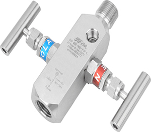 Ручной двухклапанный коллектор из нержавеющей стали SS316 с игольчатой конструкцией, рабочее давление 6000 фунтов на кв. дюйм, включает блок, клапан для сброса давления, седло из PTFE - Product Image 1