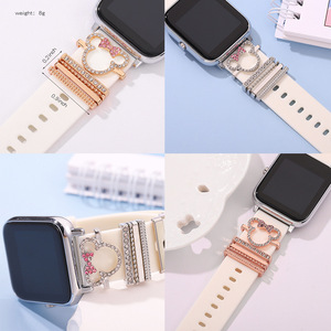 Per <span class=keywords><strong>Apple</strong></span> <span class=keywords><strong>Watch</strong></span> <span class=keywords><strong>44</strong></span> 40mm cinturino in lega di diamanti ciondolo Charms anello accessori 5 pz/set CSS029 - Product Image 3
