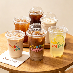 แก้วพลาสติกใส่น้ำเย็นแบบใช้แล้วทิ้ง ขนาด 16 ออนซ์ สำหรับกาแฟเย็น ชานมไข่มุก ชาน้ำมะนาวเย็น พร้อมฝาปิด  รับทำโลโก้ตามสั่ง - Product Image 1