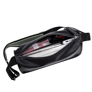 Sac à bandoulière en cuir véritable pour hommes, noir, en cuir de vache de première qualité, grande capacité, sac à bandoulière pour les déplacements professionnels, durable, imperméable - Product Image 3