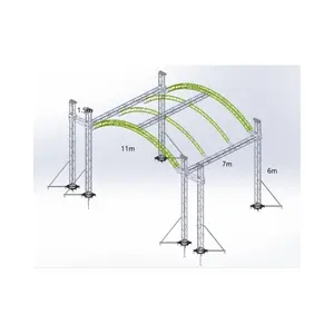 11-7-6m all'ingrosso fase di illuminazione traliccio tetto ad arco traliccio con 9.76x6.1x1.2m palco per eventi di concerto