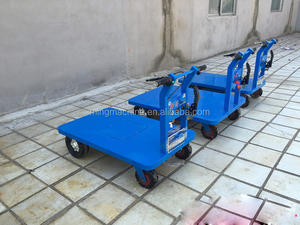 Diskon troli pipih listrik empat roda, keranjang gudang plastik Platform troli - Product Image 5