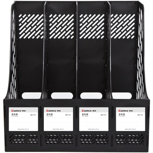 Qixin File Rack 4 Column <b>Blue</b> Plastic Office Organizer Standing Type File <b>Storage</b> <b>Box</b> Desktop Organizer - Product Image 4