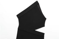 Nouvelle Collection Printemps-Été 2026 : Robe Longue Femme Tissée Unie Noire, Taille Naturelle, Coupe Droite, Asymétrique, Style Décontracté et Tendance