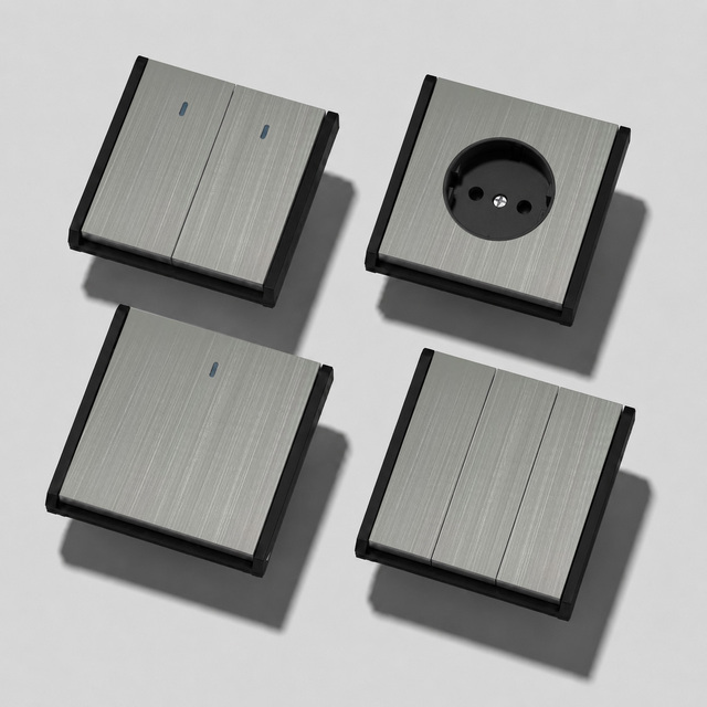 Factory Direct EU Standard French German Wall Switch and Socket with Modern Design for Home Hotel Electrical Projects