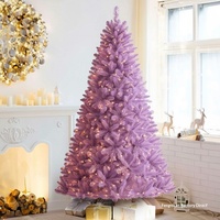 Hochwertiger Künstlicher Weihnachtsbaum 5-10ft für Innenbereich PVC mit LED-Lichtern Warmweiß Farben Rot Rosa Lila Orange Blau Weiß