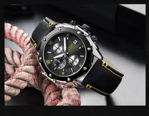 นาฬิกาข้อมือควอทซ์ยูนิเซ็กส์นาฬิกาคู่หนังแท้โครโนกราฟอเนกประสงค์ - Product Image 3