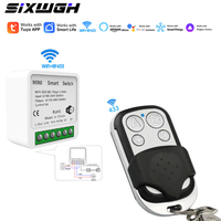 Módulo de Interruptor de Relé SIXWGH RF433 Wi-Fi de Doble Control Tuya Smart Life 16A con Control Remoto y Control por Voz de Google Home y Alexa