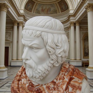 Busto <span class=keywords><strong>Romano</strong></span> de Mármol Antiguo de Tamaño Real, Escultura de Cabeza Multicolor para <span class=keywords><strong>Museo</strong></span> - Product Image 4