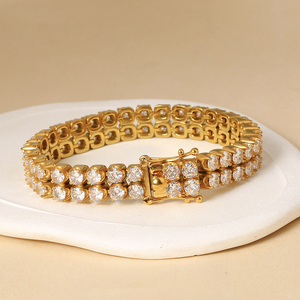 <span class=keywords><strong>Pulsera</strong></span> <span class=keywords><strong>de</strong></span> Joyería <span class=keywords><strong>de</strong></span> Lujo, <span class=keywords><strong>Pulsera</strong></span> <span class=keywords><strong>de</strong></span> Tenis <span class=keywords><strong>de</strong></span> Doble Hilera con Circonitas, Chapada en <span class=keywords><strong>Oro</strong></span> <span class=keywords><strong>de</strong></span> <span class=keywords><strong>18</strong></span> Quilates, Joyería <span class=keywords><strong>de</strong></span> Acero Inoxidable <span class=keywords><strong>de</strong></span> Alta Calidad - Product Image 5