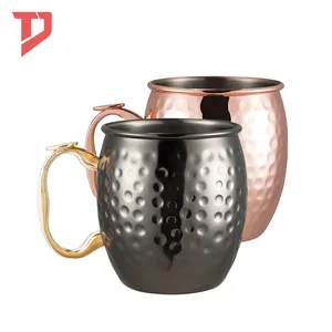 custom 16 oz Cup Stainless Steel Coffee Pure Mull Hammered Copper Cocktail Cups Moscow Mule Mug