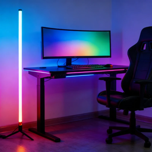 RGB <b>LED</b> Floor Lamp, <b>LED</b> <b>Corner</b> Lamp Smart Modern Floor Lamp with Music Sync and 16 Million DIY Colors Floor Lamp - Product Image 1