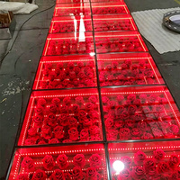Lampu Panel Lantai LED Bunga Mawar untuk Pesta Pernikahan, Dekorasi Panggung, Ubin Lantai Bunga Mawar Merah 3D untuk Acara Pesta dan Dekorasi Jalan Masuk