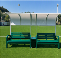 Banc d'extérieur en aluminium avec table basse intégrée et bac de rangement pour terrains de tennis, parcs et loisirs, en acier inoxydable 304