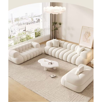 Canapé convertible en tissu style nordique minimaliste crème français, ensemble de canapés populaires et simples pour petits salons et appartements locatifs