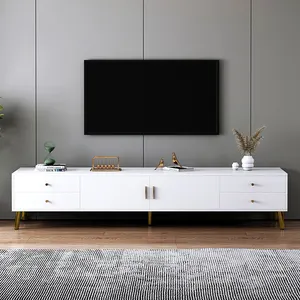 Console de tv contemporâneo branco e dourado, suporte moderno de madeira 2022 sala de estar armário de tv feito na china