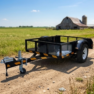Remorque utilitaire à essieu unique en acier robuste avec côtés grillagés pour le transport de marchandises agricoles et paysagères, avec roue de <span class=keywords><strong>jockey</strong></span>, directement de l'usine - Product Image 4