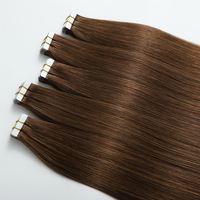 Extensions de cheveux humains à bandes adhésives de qualité supérieure, vierges européennes, cuticules alignées, couleur marron, extrêmement invisibles