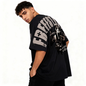 QUICKSHOW Streetwear 300 GSM Oversized Boxy T-shirt <strong>Skull</strong> Custom DTG <strong>Tshirt</strong> Oversized Heavy Weigh <strong>Tshirt</strong> for Men - Product Image 1
