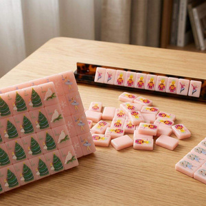 160 Pieces Christmas Theme <b>Nutcracker</b> American Acrylic Mahjong Tiles Luxury Carving Set 2026 New pink Mahjong Set - Product Image 1