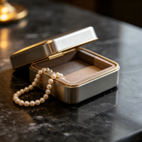 Boîte cadeau de luxe en métal pour bijoux, cube en aluminium anodisé avec insert en velours, logo gravé sur mesure