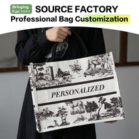 Sac fourre-tout en coton structuré personnalisé avec imprimé vintage et bouton-pression, idéal pour les événements d'entreprise (OEM/ODM)