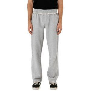 TOPSHOW Vente en gros de pantalons de survêtement gris en molleton lourd 100% coton, ourlet brut personnalisé, jambe droite, pour hommes - Product Image 1