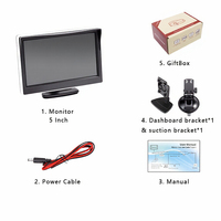 Moniteur de camion AHD IPS 5 pouces RM500 12V-24V, affichage d'image de recul monté sur pare-brise, moniteur de stationnement pour camions, fourgonnettes, bus, camping-cars