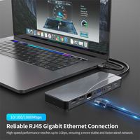 Socle à 3 moniteur double Displaylink, Station d'accueil, adaptateur réseau RJ45, alimenté par USB, Hub Type C