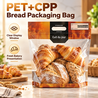 Sac à pain grillé avec poignée et fond à soufflet, en PET et CPP laminé, de qualité alimentaire, avec trous d'aération, pour boulangerie et supermarché, vente en gros en vrac