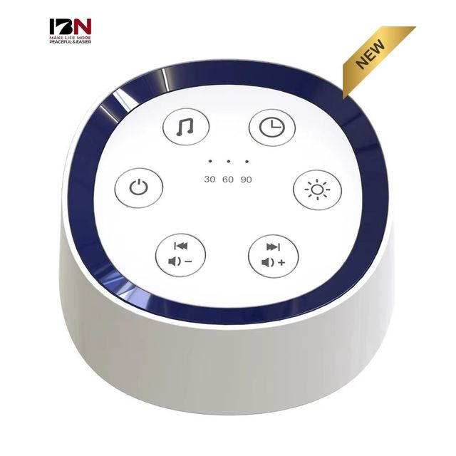 Small White Noise Machine with 24 Natural Sounds and Adjustable Night Light for Better Sleep and Nursery Soothing