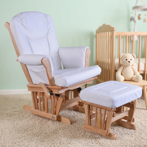 Ensemble de chaise berçante et pouf Monterey contemporain en bois pour chambre de bébé, pivotant et écologique, pour salon - Product Image 1