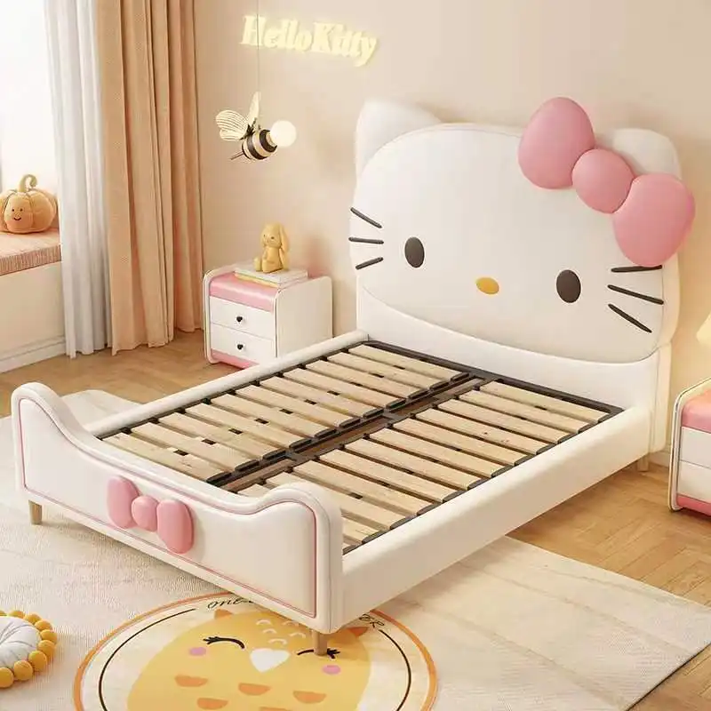 Bett camera da letto mobili casa regina camma matrimoniale king size struttura di lusso in su-fondina Hello gattino gatto bambini letti per ragazze