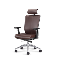 Fauteuil de Direction Ergonomique Moderne en Cuir de Vachette avec Accoudoirs 3D pour Bureau de Chef