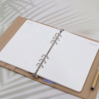 Carnet à anneaux A5 en cuir PU avec logo personnalisé, organiseur de bureau professionnel avec emplacements pour cartes et porte-stylo