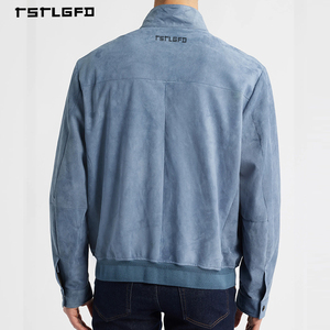 Premium Men's Outerwear Faux <b>Suede</b> <b>Jacket</b> Blue <b>Suede</b> Lined Regular Fit Zip-Up Wholesale <b>Jackets</b> - Product Image 4