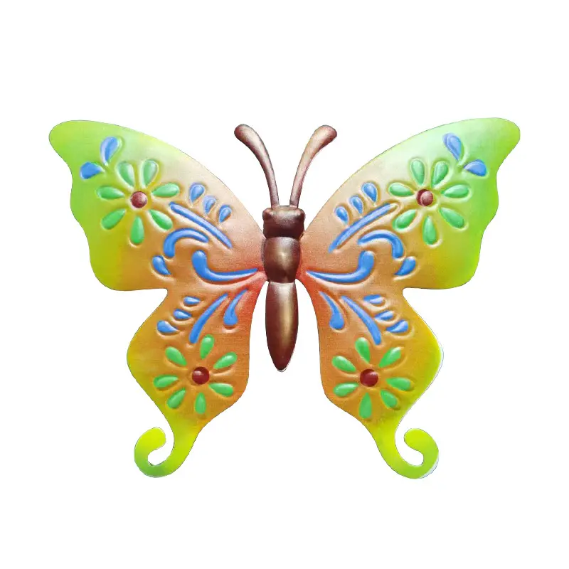 Lámina de hierro en relieve para tallado de mariposas, adornos de jardín de animales coloridos