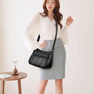 Ladies PU Leather Vintage Cross Body Bag Long Strap Shoulder Handbag Chain Decoration Black for Autumn Winter New Season Wear - Product Image 6