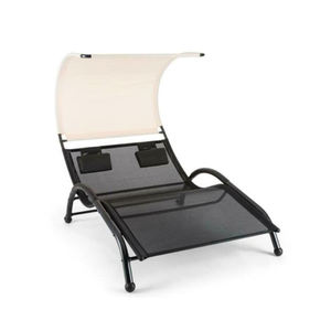 Fauteuil à bascule double en métal résistant aux intempéries avec auvent pour jardins, espaces de loisirs, hôtels, parcs et cours - Product Image 1