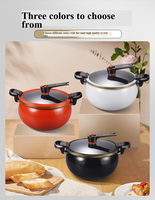Casserole à micro-pression en céramique antiadhésive 8L, pot à soupe en émail, multifonction, cuisson rapide, compatible gaz et induction, blanc